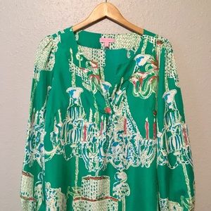 Lilly Pulitzer Swingers Silk Top Size M HTF RARE